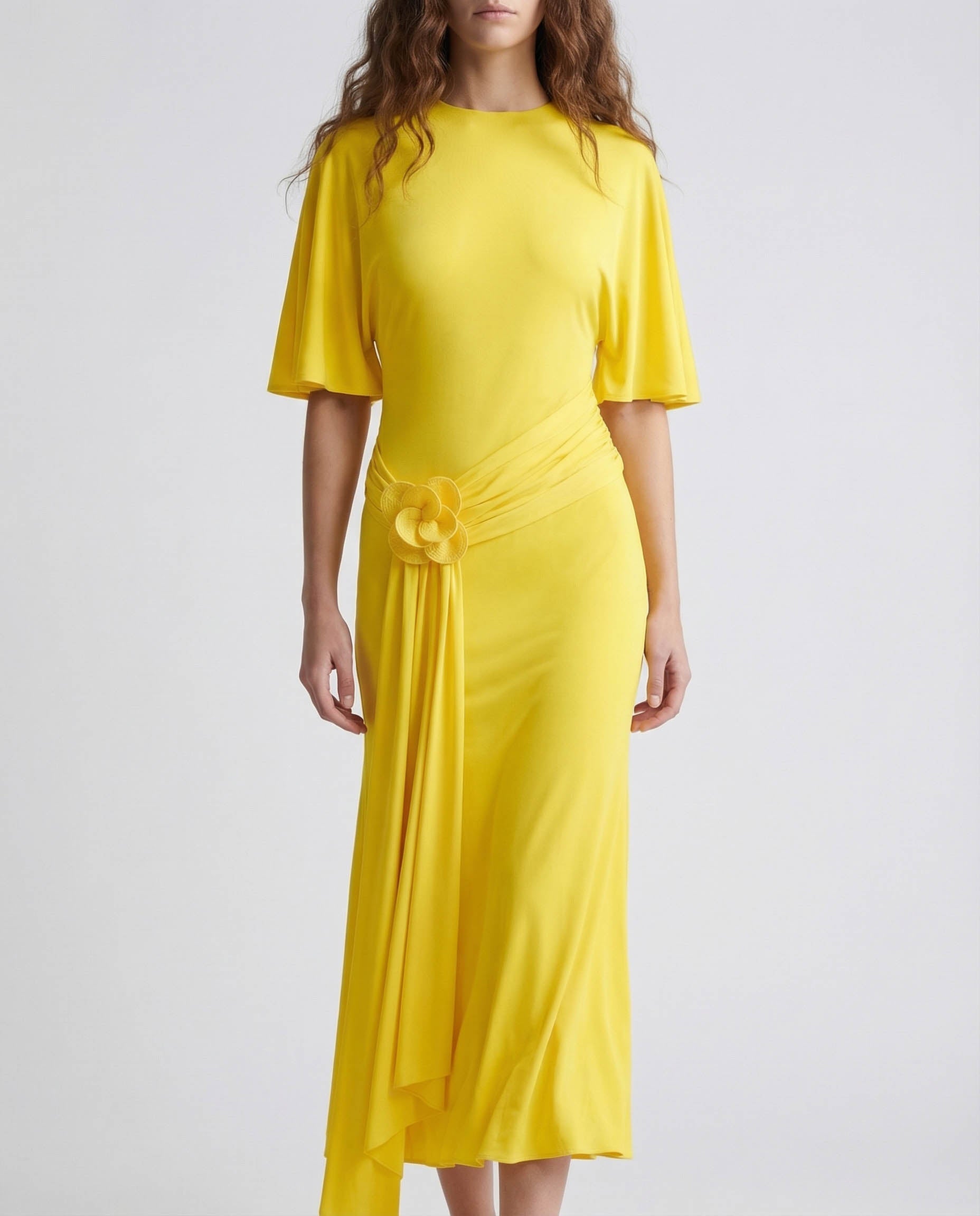 David Koma Floral appliqué jersey midi dress