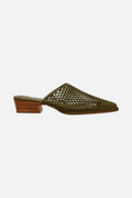 Steve Madden Women's Dessa Perforated Mule in Olive Suede