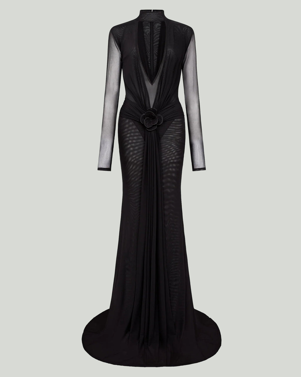 David Koma Lace flower plunge gown