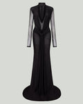 David Koma Lace flower plunge gown