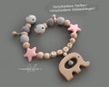 Kinderwagenkette mit Namen - Elefant/Stern, rosa