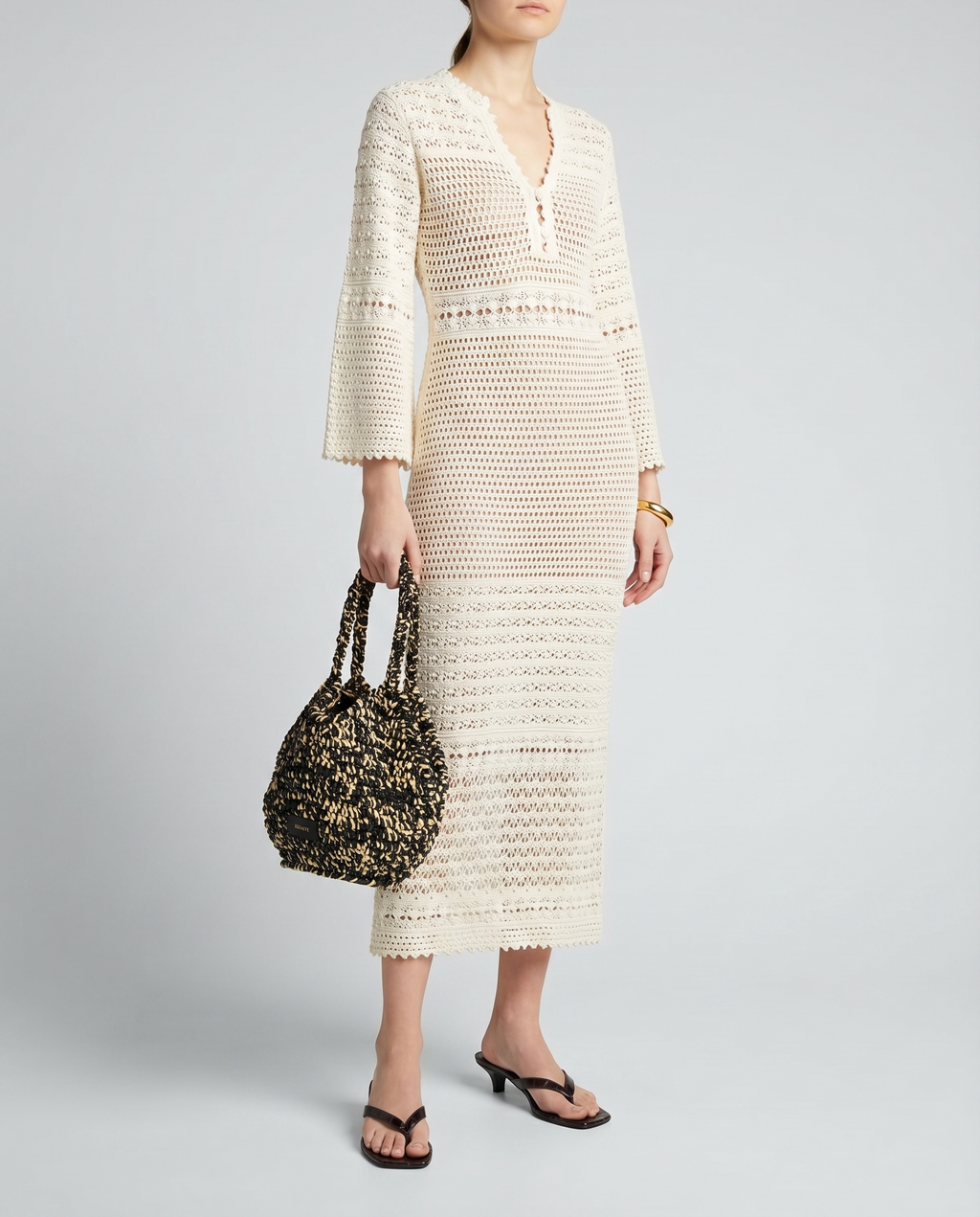 Eres Madone Open-knit cotton-blend maxi dress