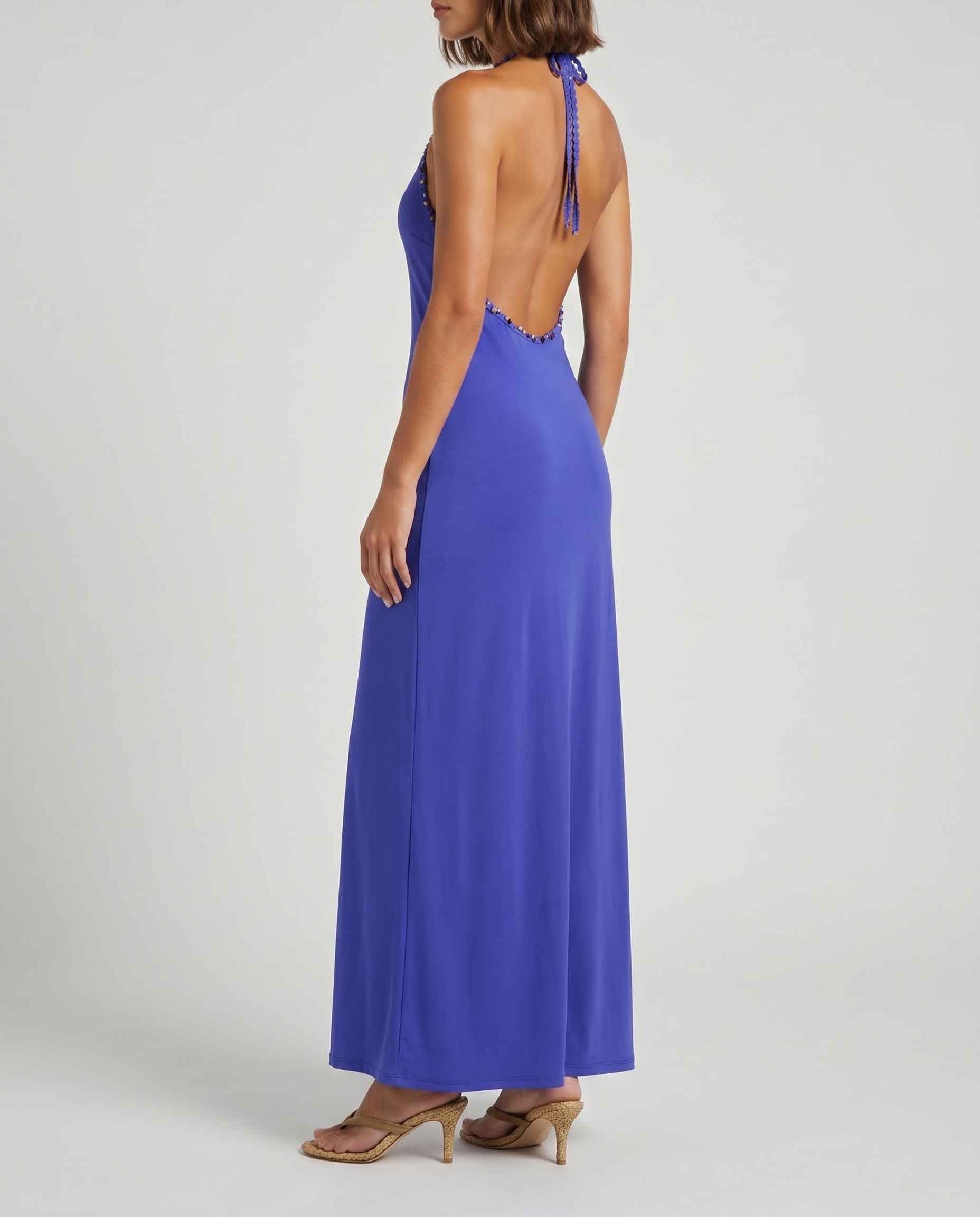Embellished halterneck maxi dress