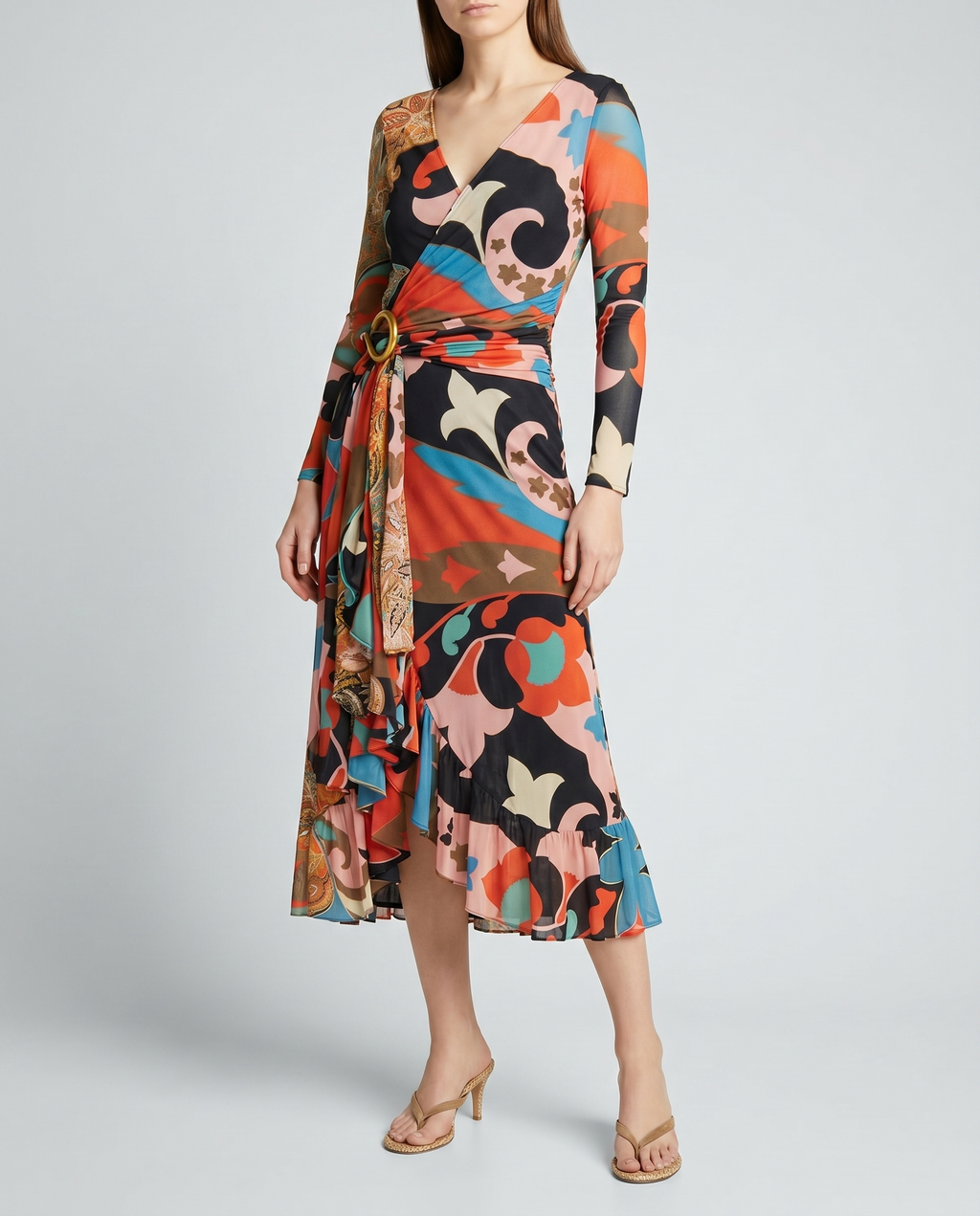 Floral paisley print midi dress