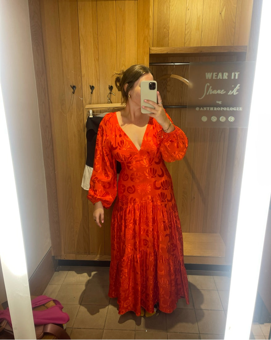 Farm Rio By Anthropolgy Orange Long Dres by FARM RIO