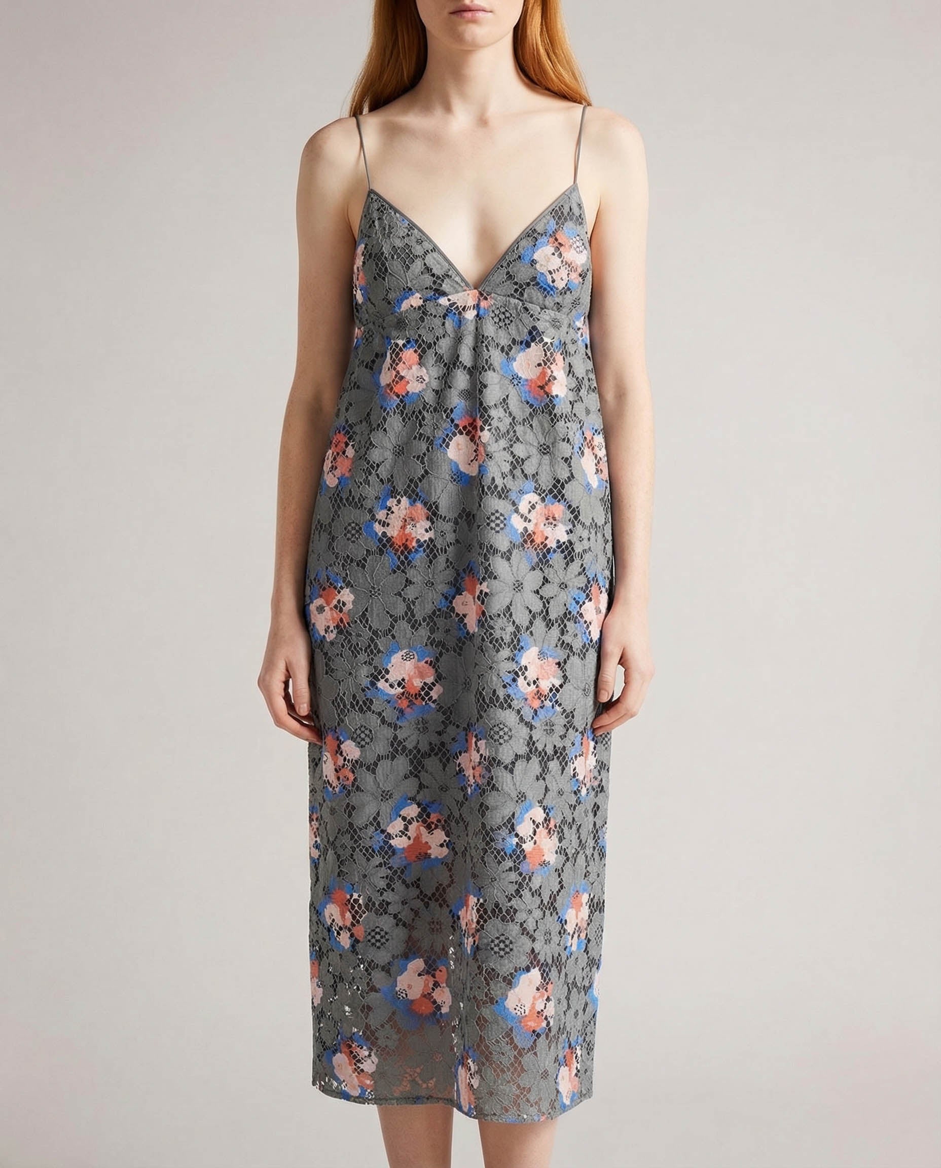 Lace printed midi dress