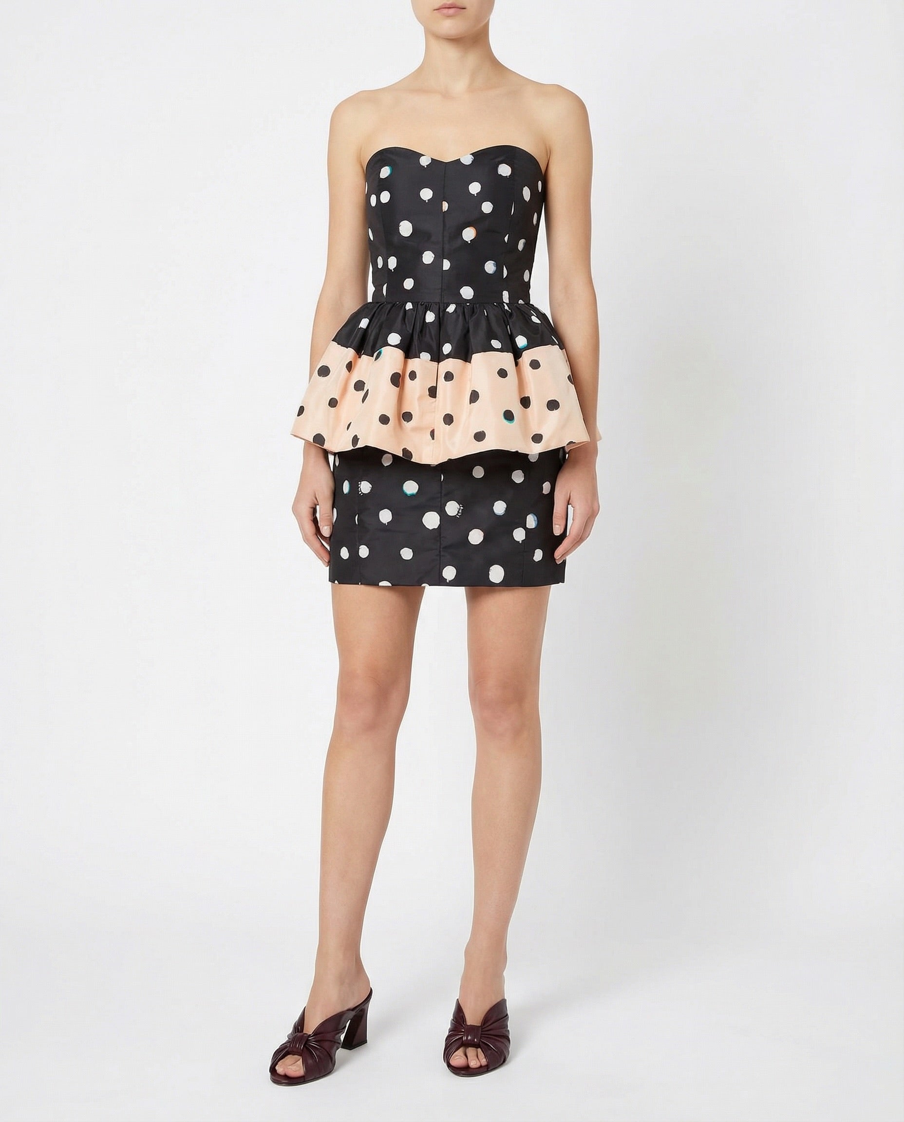 Falena Dots taffeta bustier mini dress