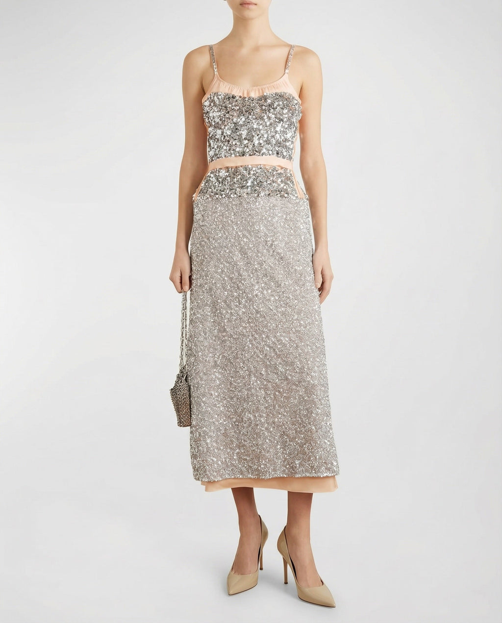 Sequined chiffon maxi dress