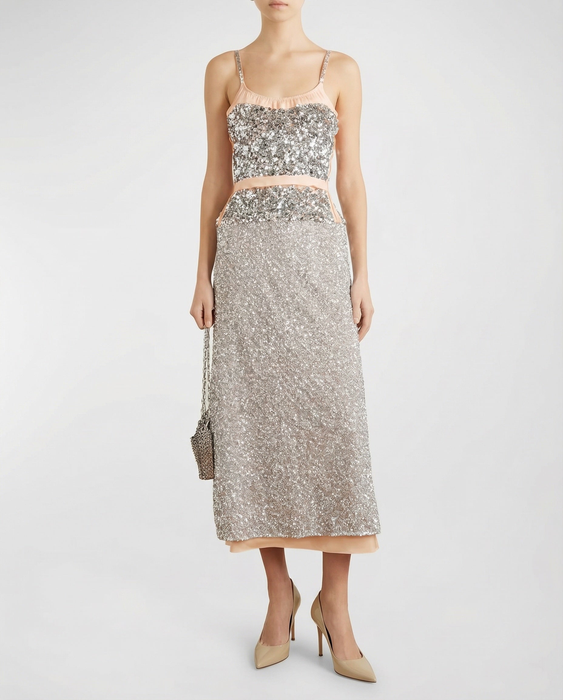 Sequined chiffon maxi dress