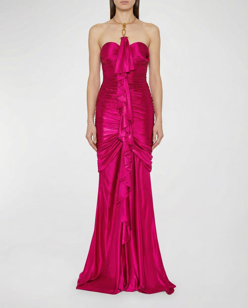 Balmain Draped bustier long dress