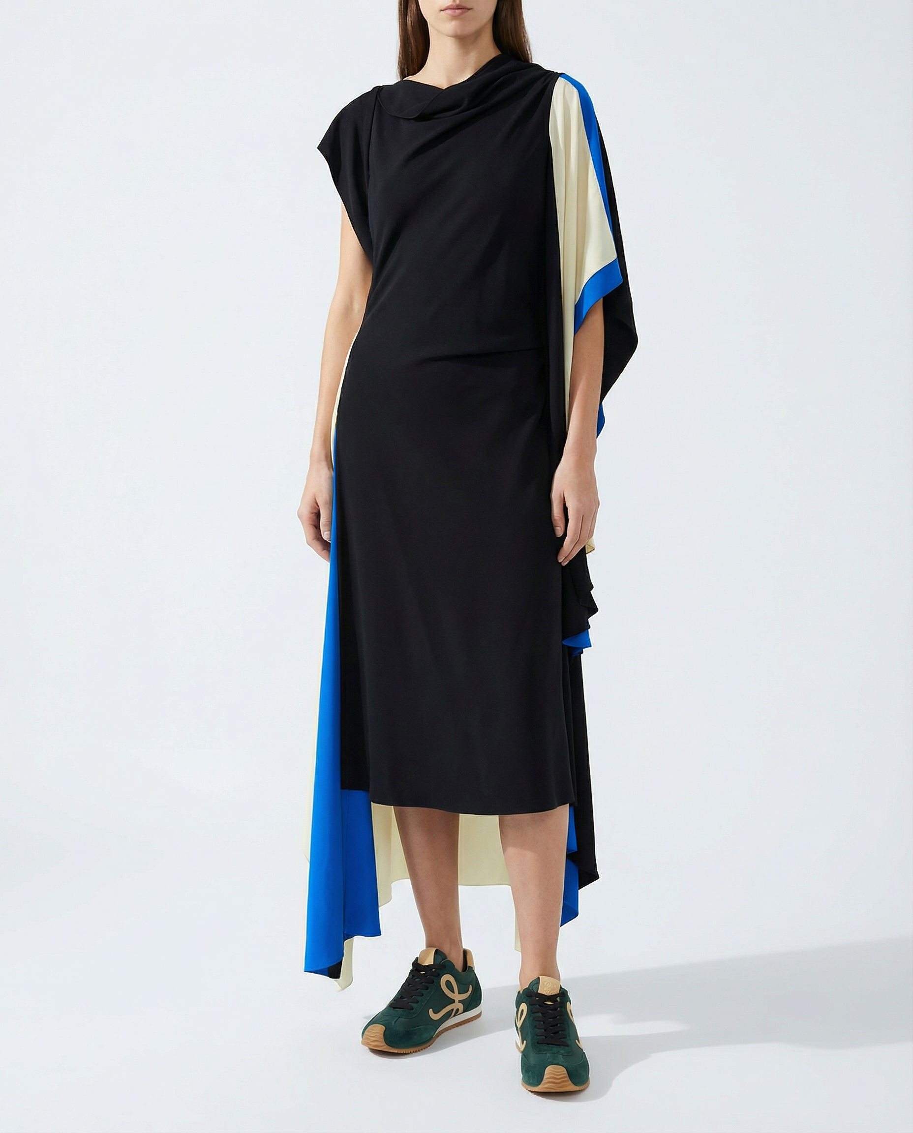 Draped cotton midi dress