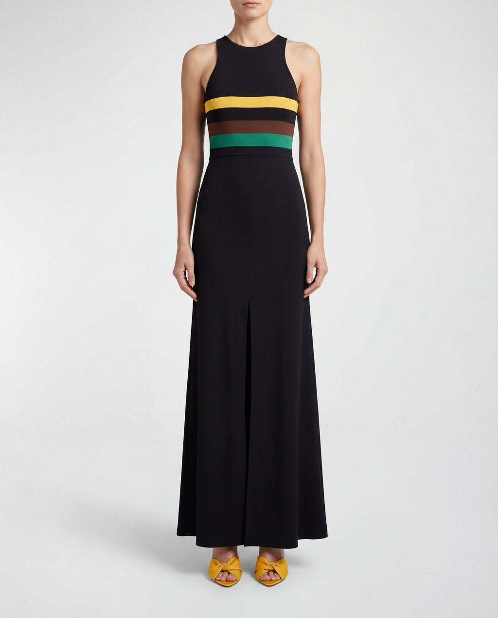 Striped crepe jersey tank dress