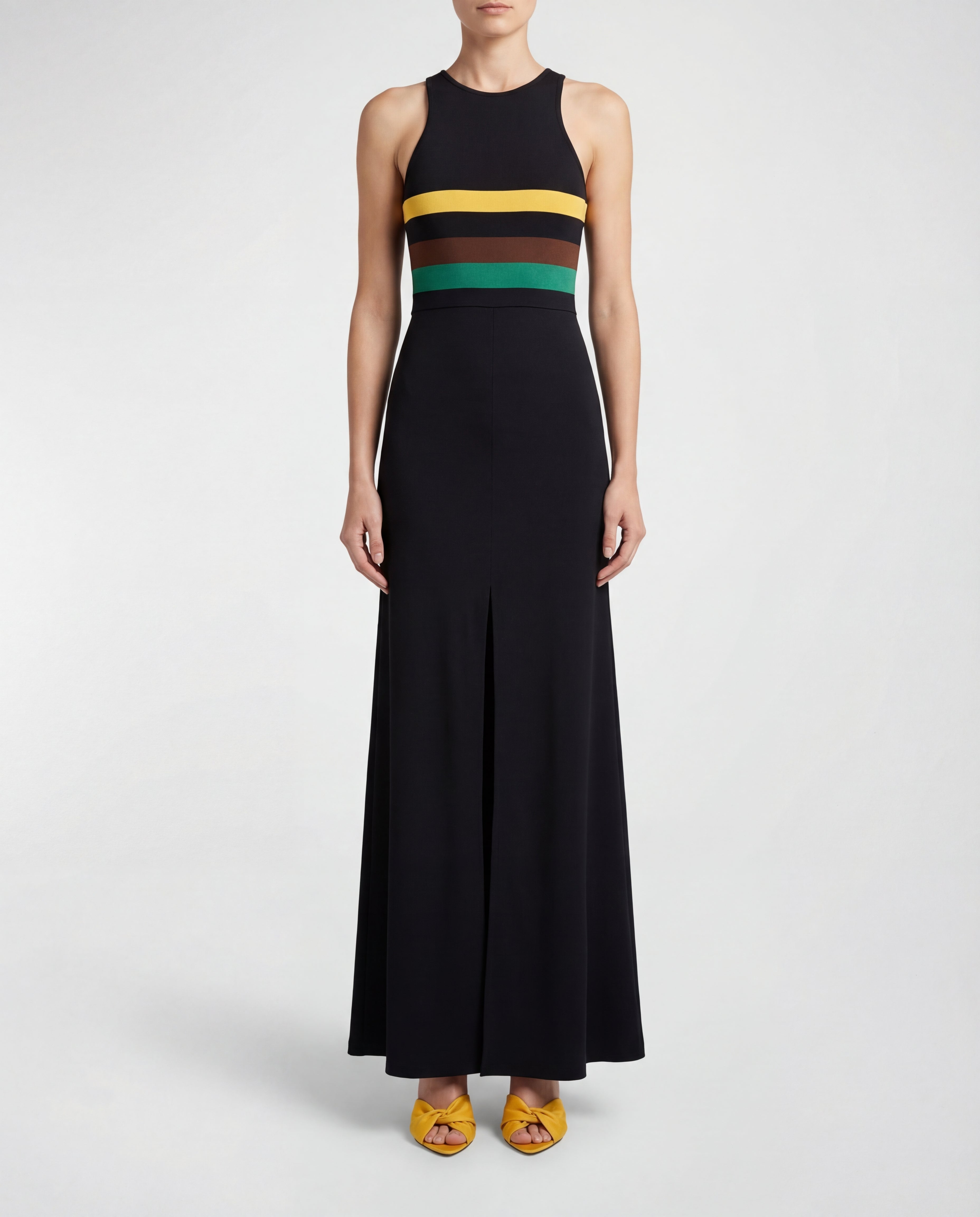 Striped crepe jersey tank dress