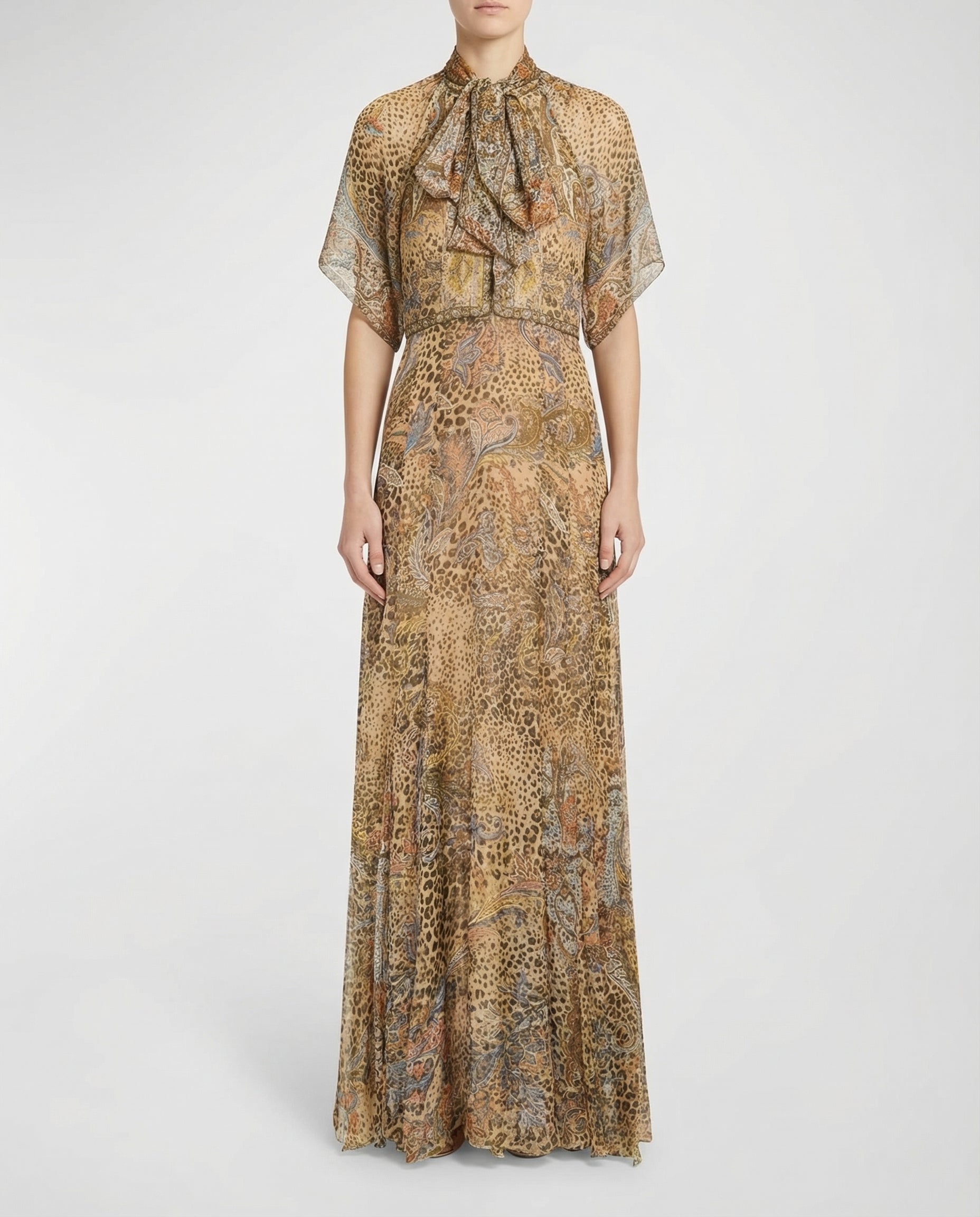 Paisley print silk mini dress
