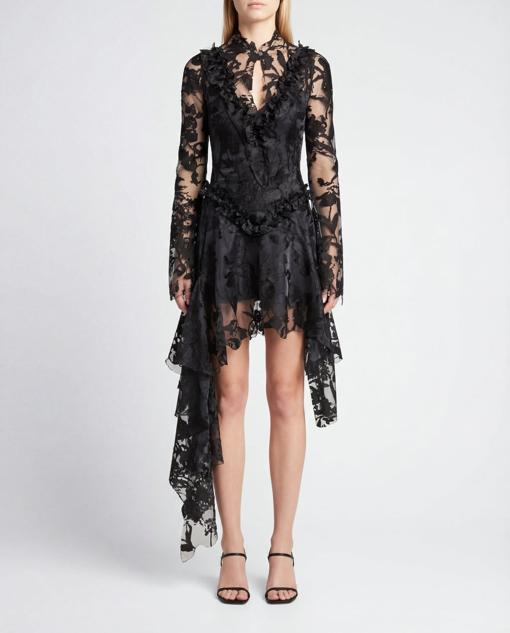 Mcqueen Floral jacquard asymmetric mini dress