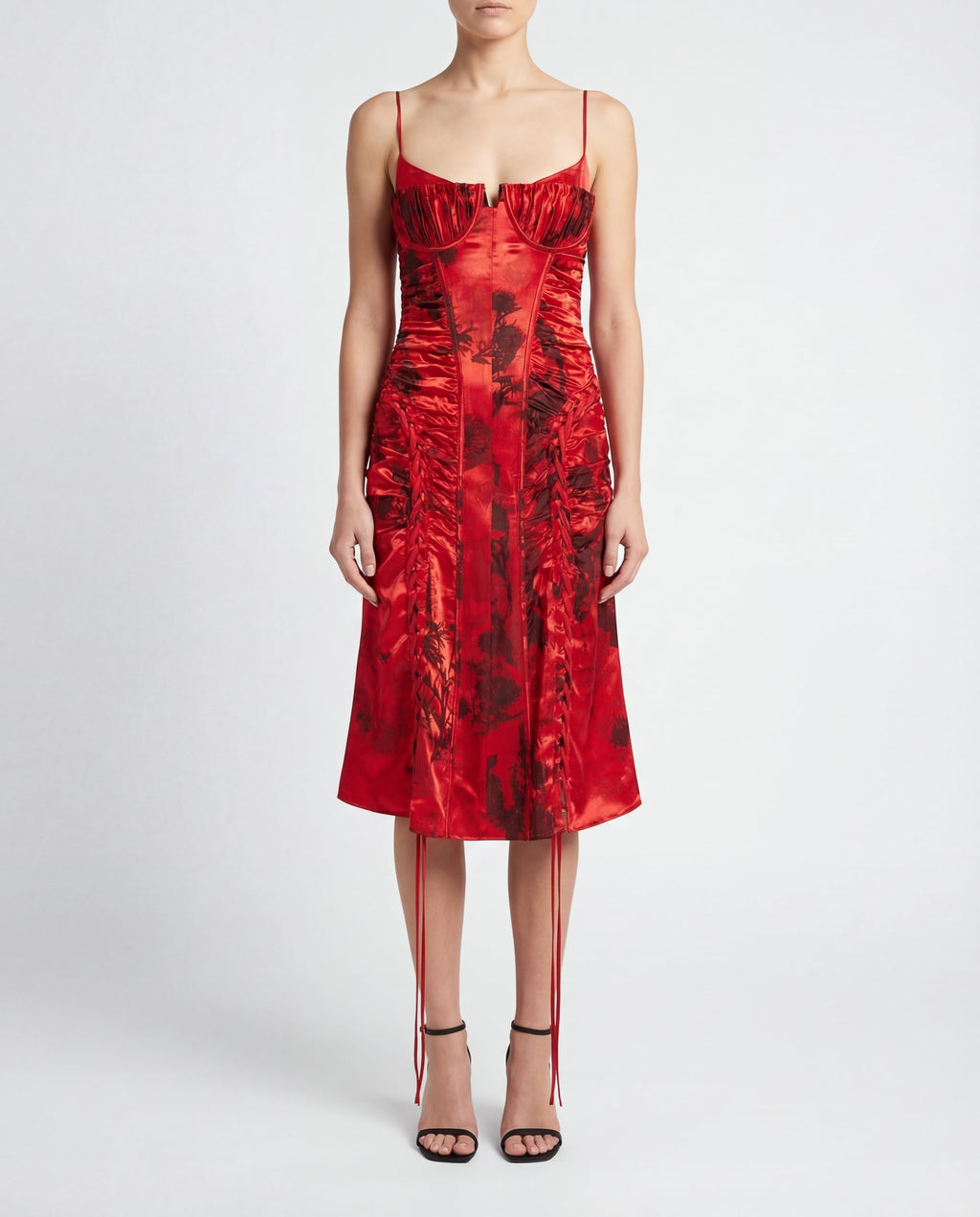 Mcqueen Lace-up ruched midi dress