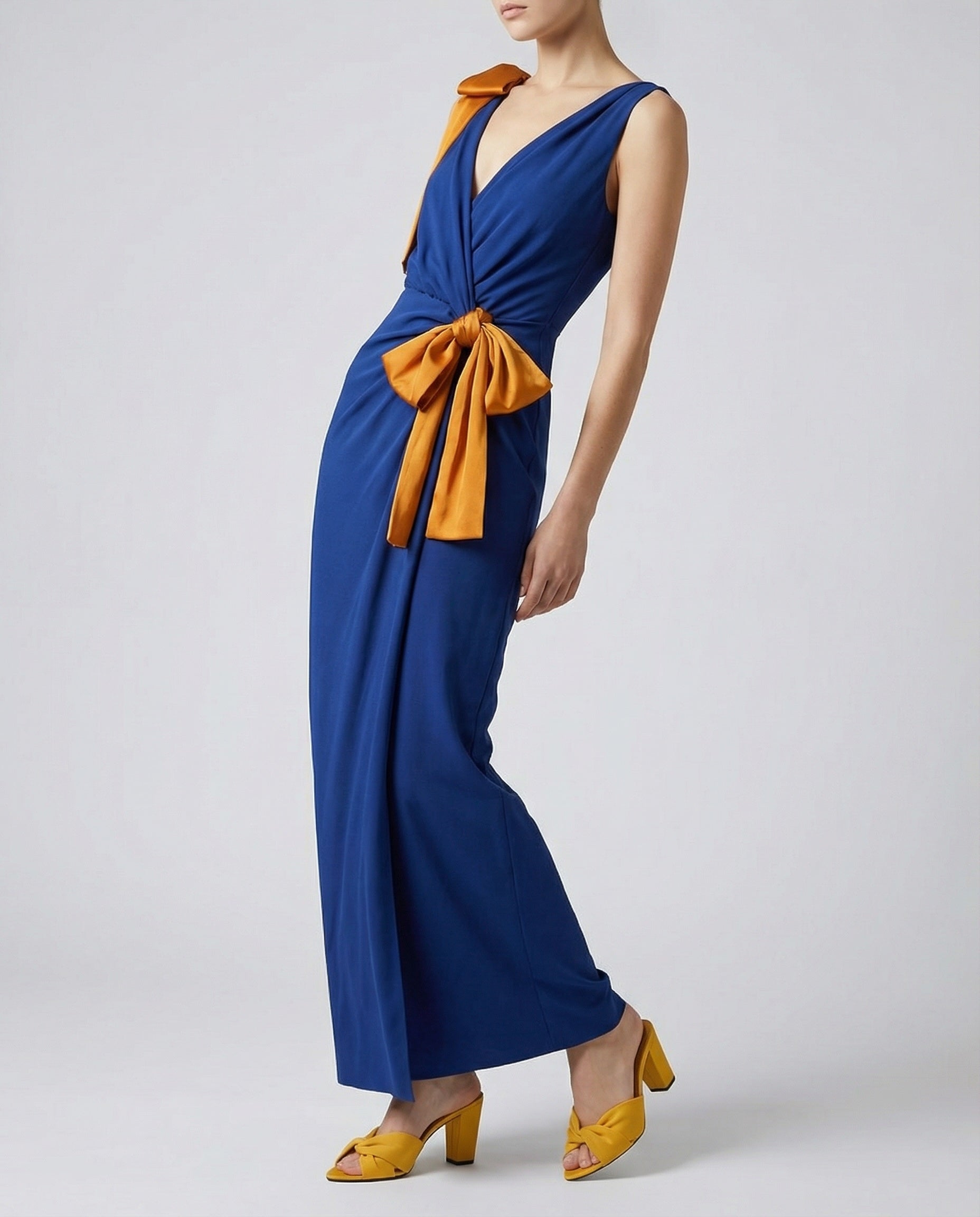 Draped silk satin dress