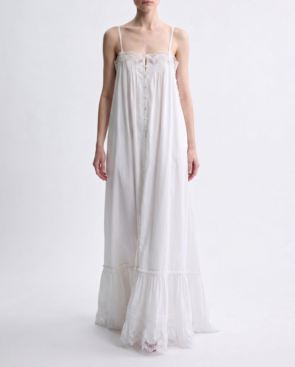 Saint Laurent Embroidered cotton poplin dress