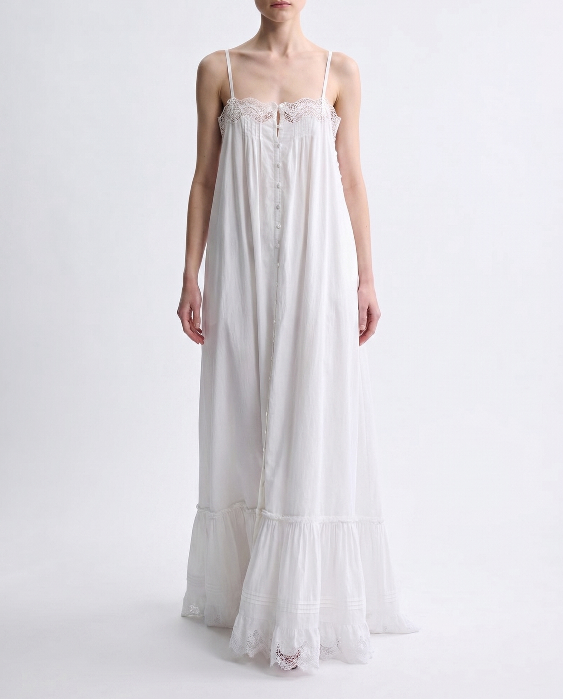 Saint Laurent Embroidered cotton poplin dress