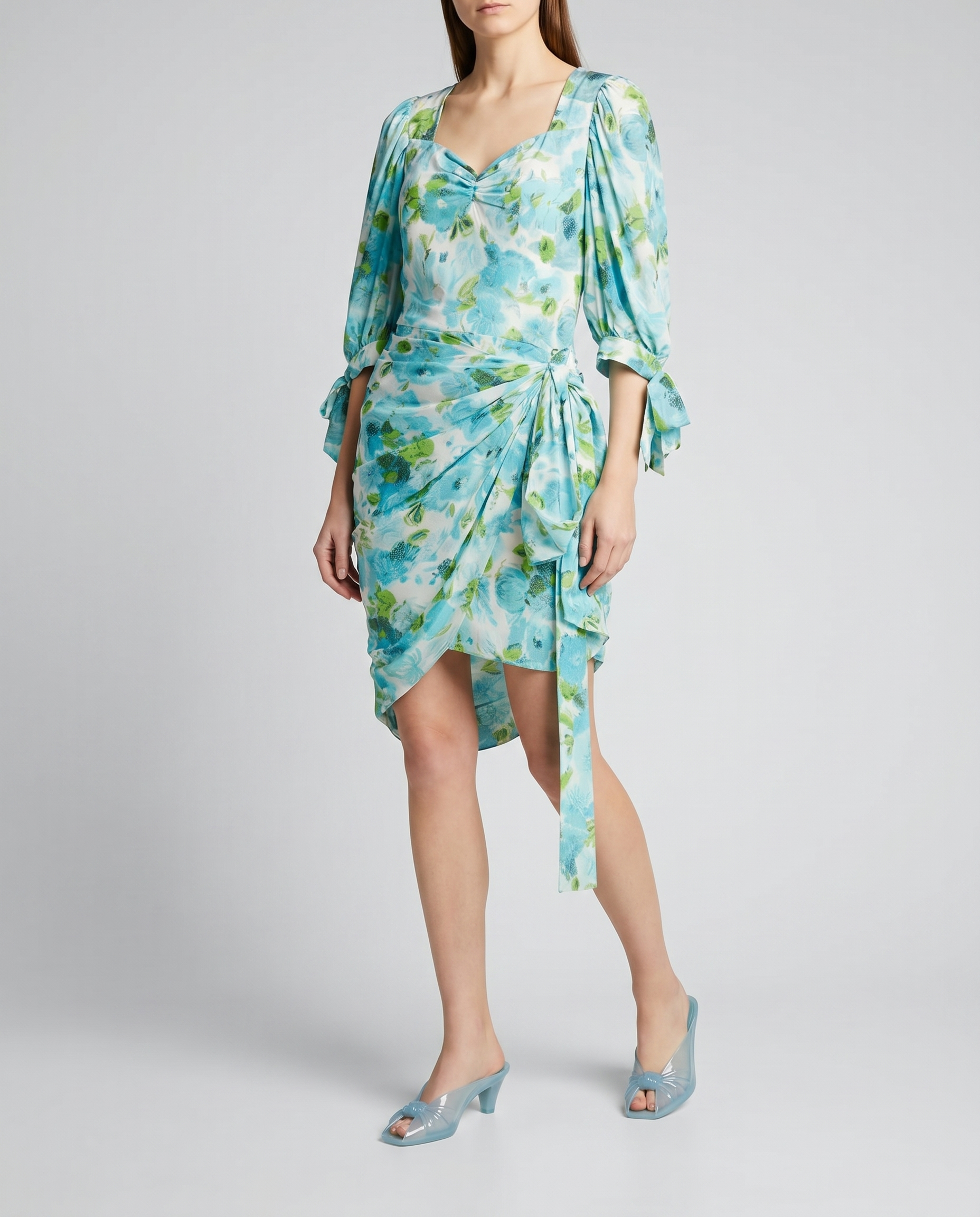 Chloé Draped floral print silk mini dress