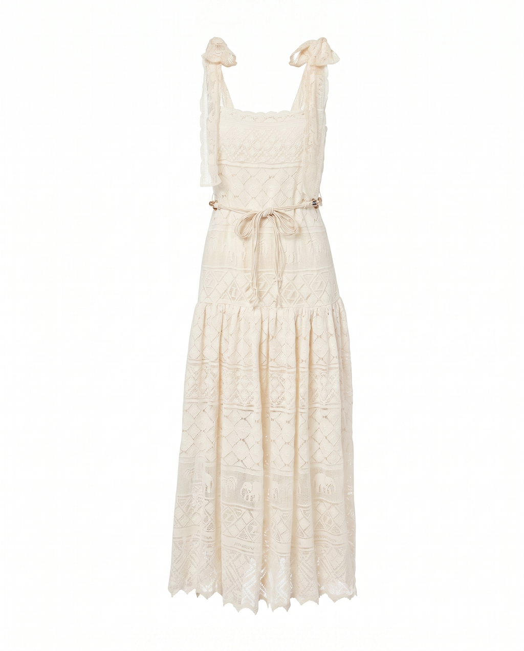 Zimmermann Indra belted cotton lace midi dress