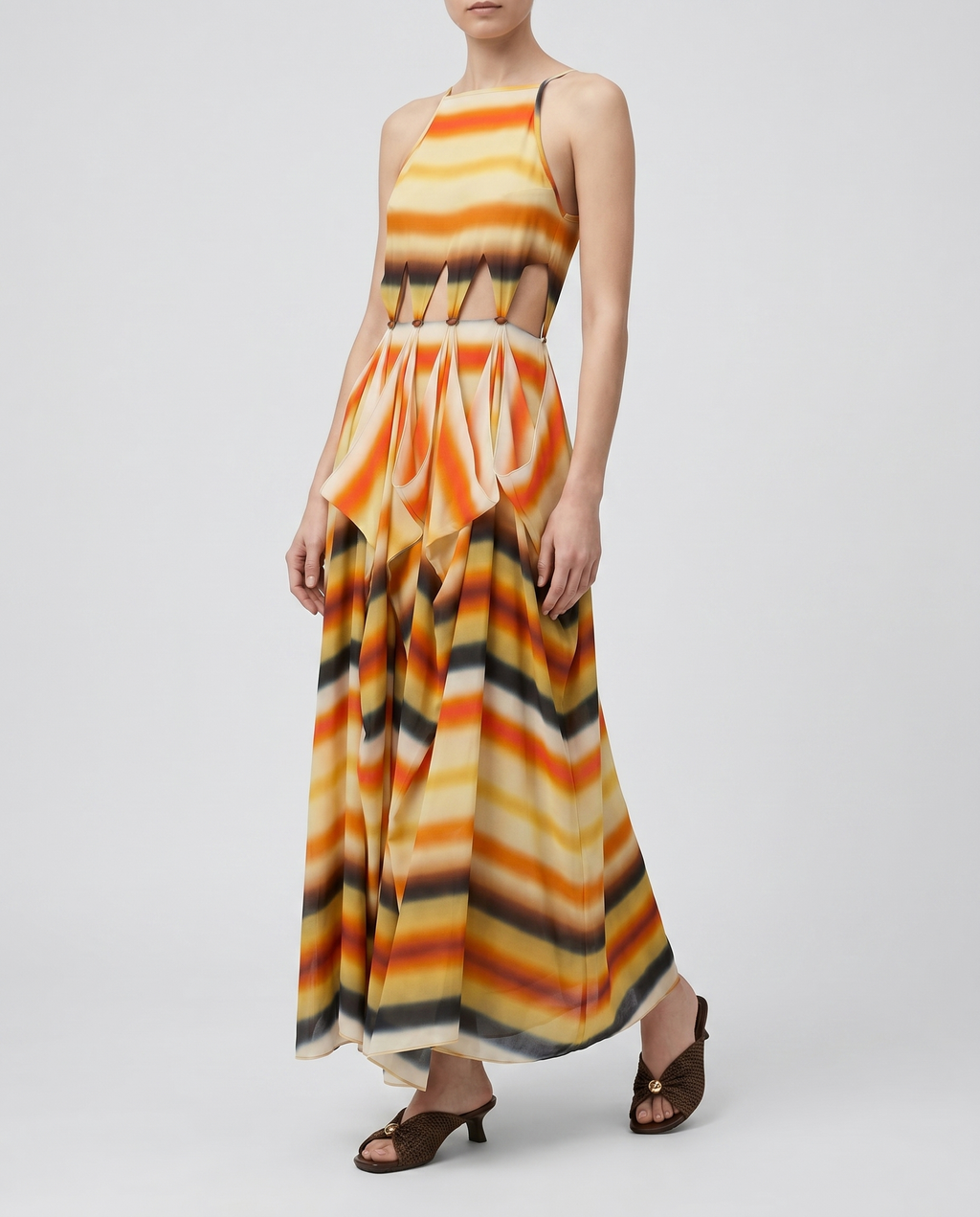 Paula's Ibiza Striped silk long dress