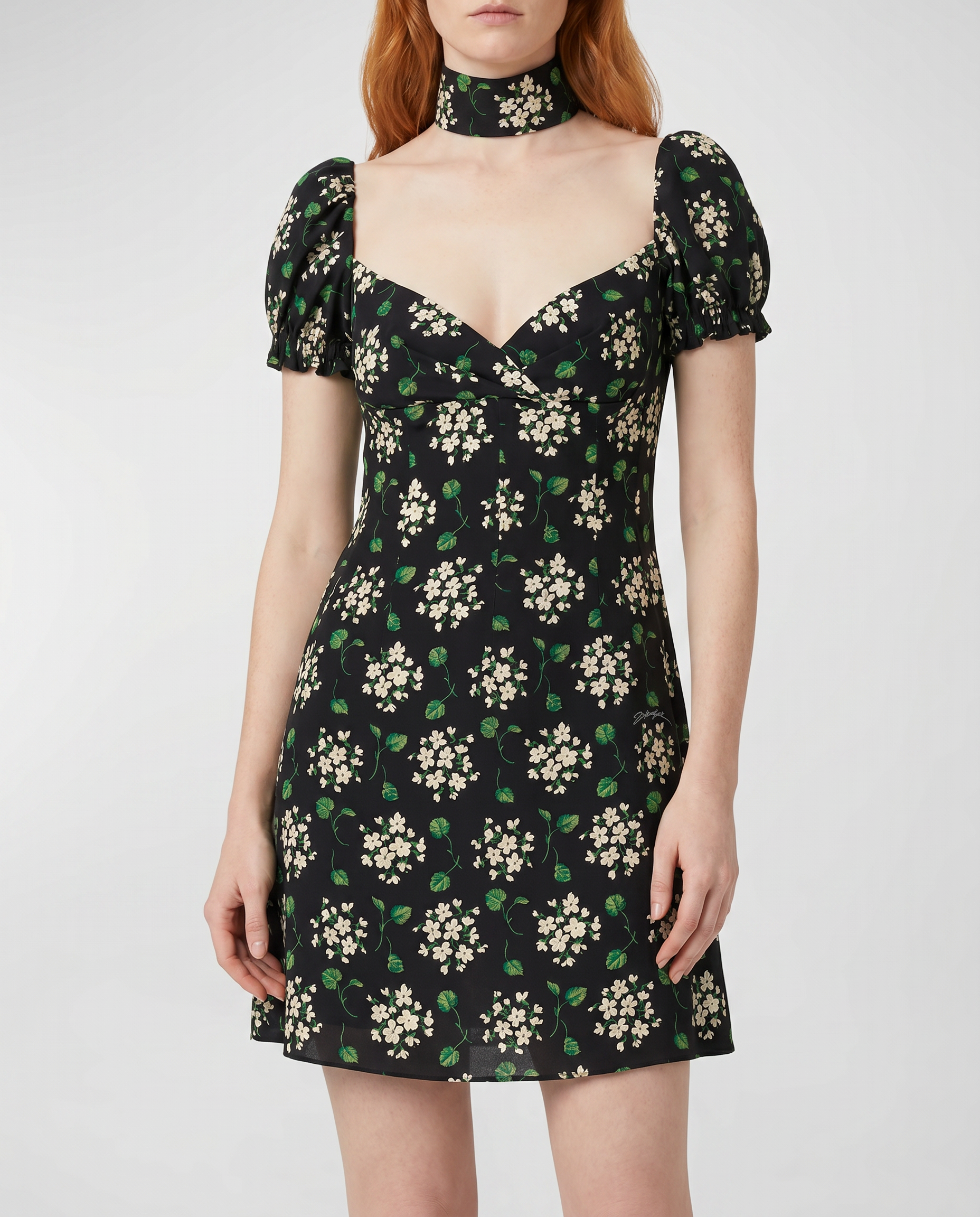 Floral puff sleeve mini dress