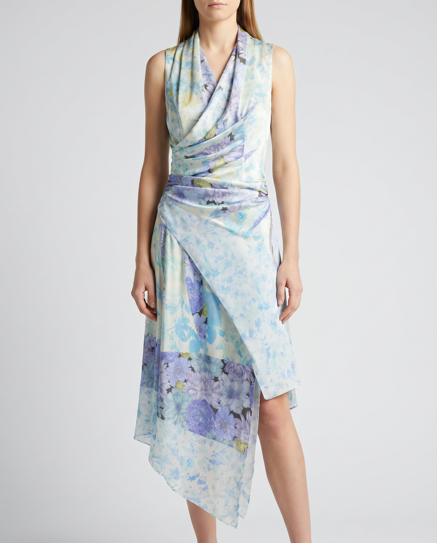 Floral drape wrap dress