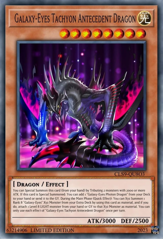 I am a huge fan of galaxy eyes tachyon dragon and i think it is very  underrated. here is some support i made for the deck, feel free to give me  your