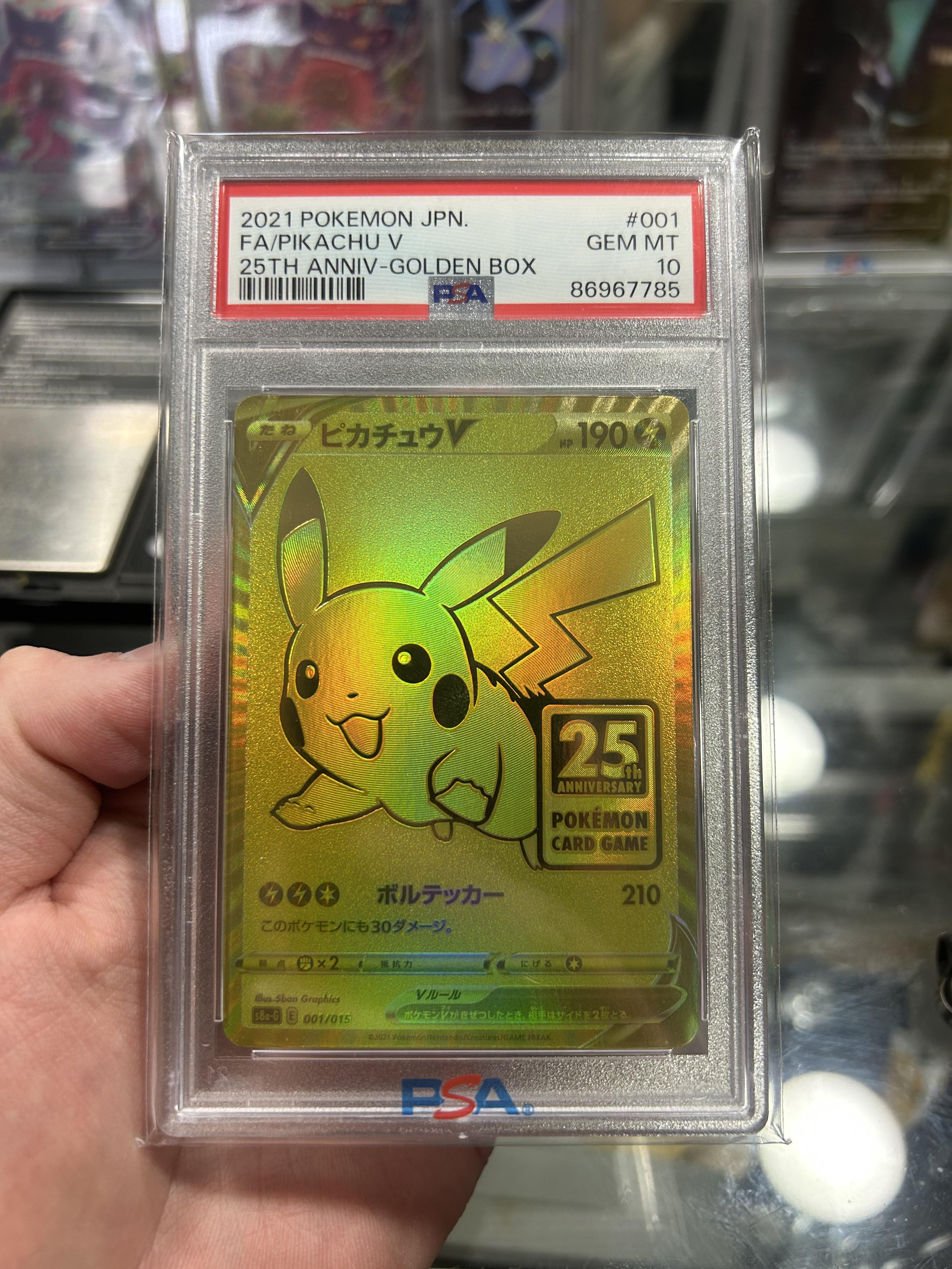 I LOVE this Japanese Gold Promo Pikachu!! Paid $238 for the 25th  anniversary golden box + grading of the card.. Card is selling for around  $320.. Pop 5,417. : r/PokeInvesting