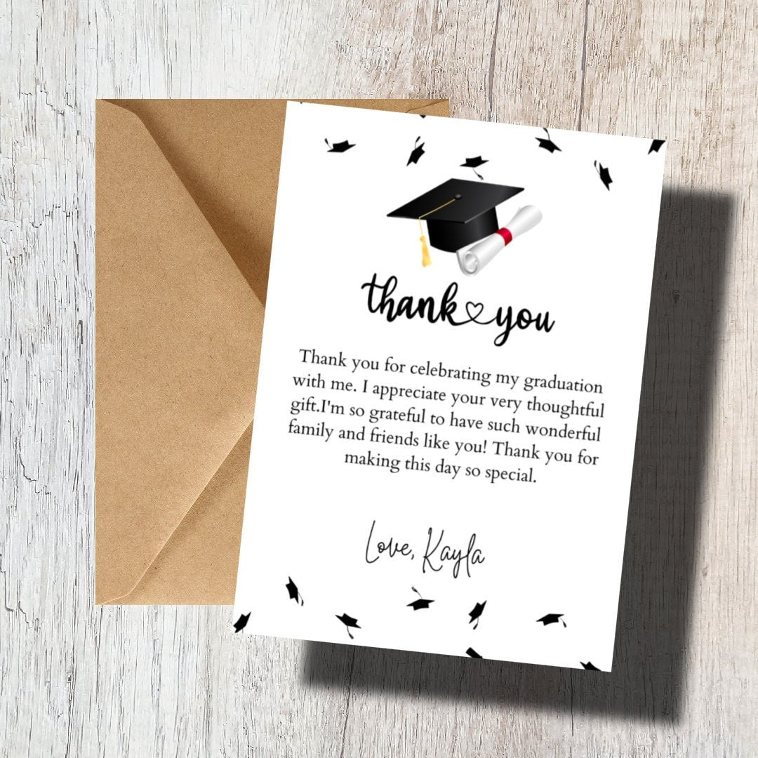 Personalized Custom Graduation Thank You Cards Graduation Party Ideas -  Class of 2025 2026 - Set With Kraft Envelopes