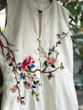 Embroidered Dress With Bird and Flowers, Hand Embroidery Dress for Women,  Tinythingsmadeuhappy