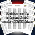 Pokemon TCG Complete 1-1025 Pokedex Set Checklist and Binder Placeholders  Digital Download