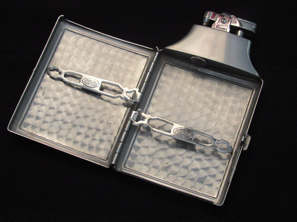 ronson lighter and cigarette case Vintage Chrome Ronson Mastercase Lighter Cigarette  Holder Art Deco Style Unisex Monogrammed Tobacciana
