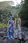 Flowy Rayon Hawaiian Maxi Dress: Tropical Leaf Print Resortwear Plus Size  Avaialble