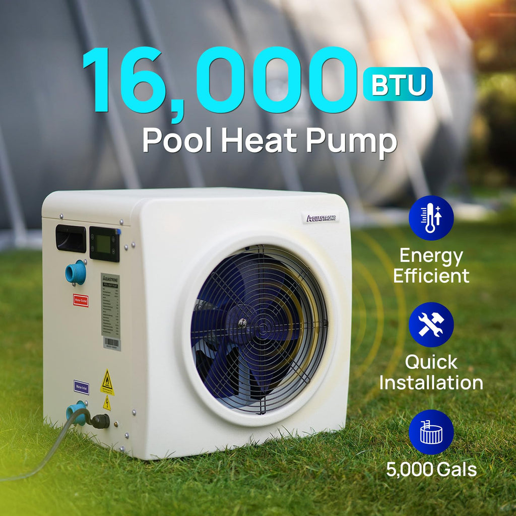 HEX016 16,000 BTU Heat Pump For 5,000 Gallons Pools 120V - Aquastrong