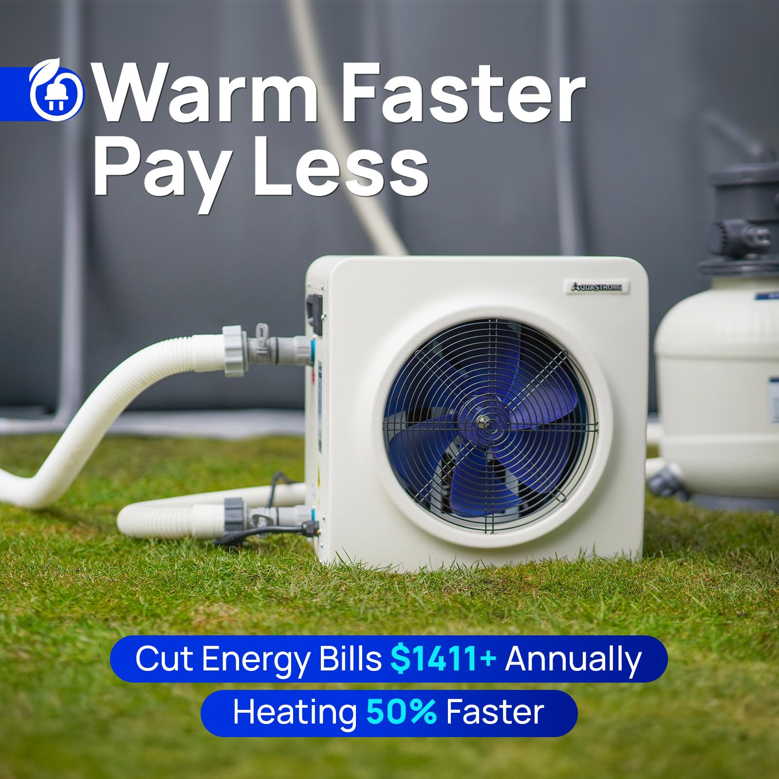 HEX016 16,000 BTU Heat Pump For 5,000 Gallons Pools 120V - Aquastrong