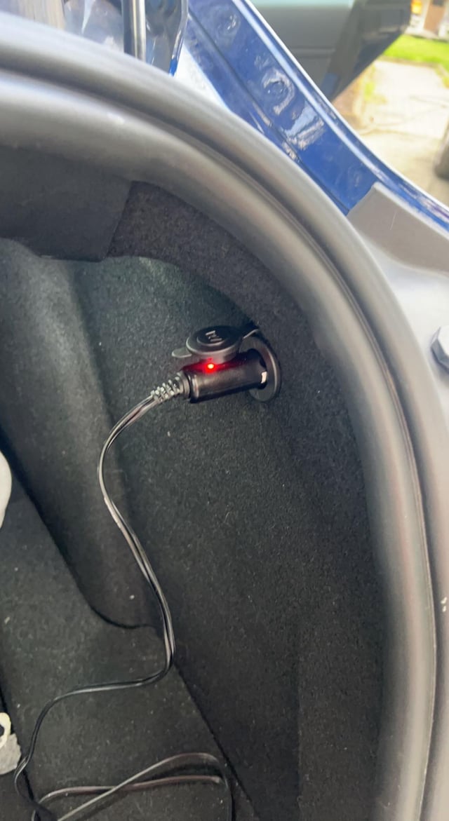 Installed a 12-volt socket in the trunk. : r/TeslaModel3