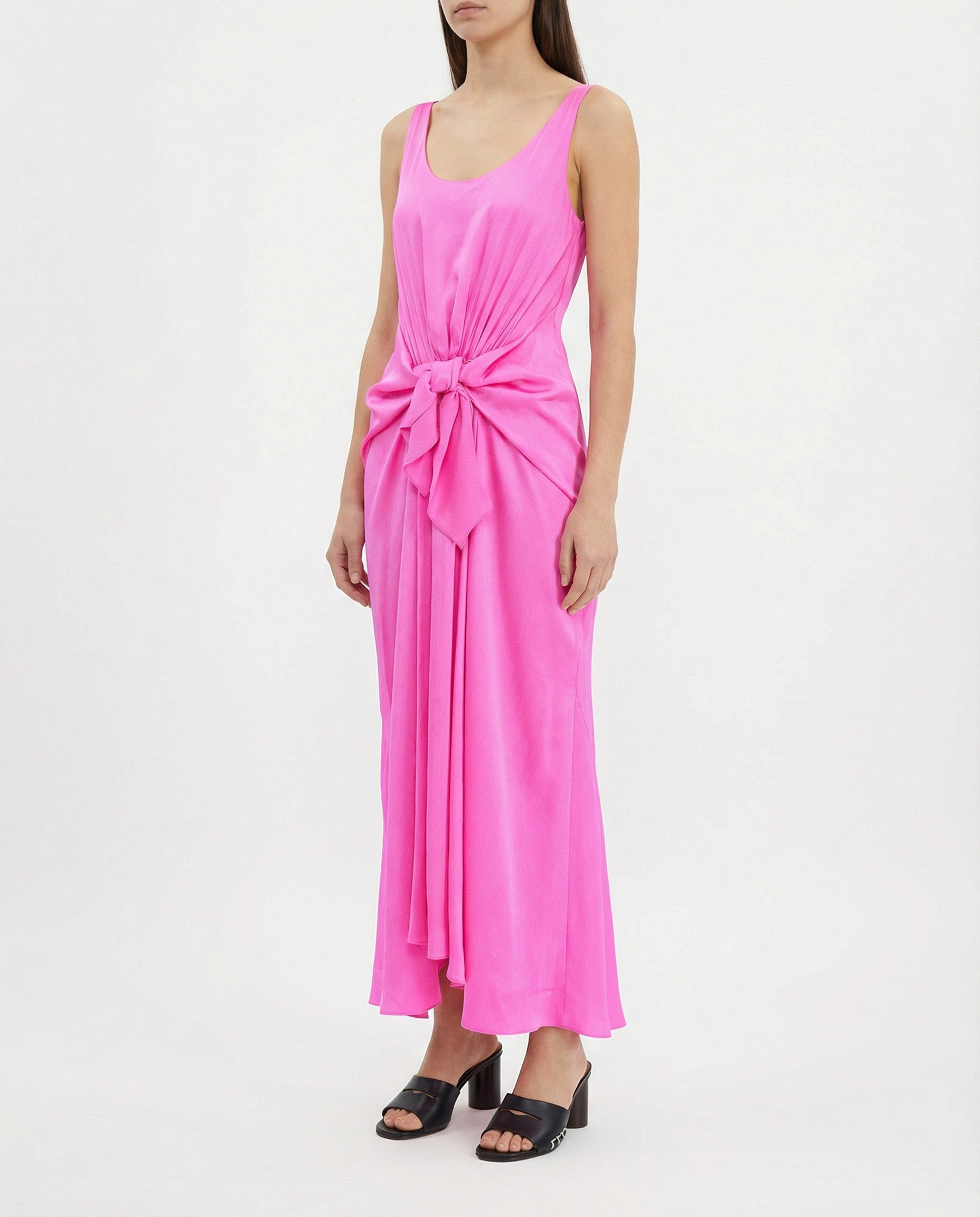 Jw Anderson Tie-detailed crinkled silk maxi dress