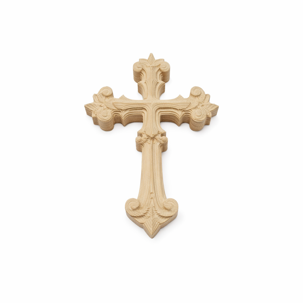 Schnitzrohling Kreuz mit Verzierungen