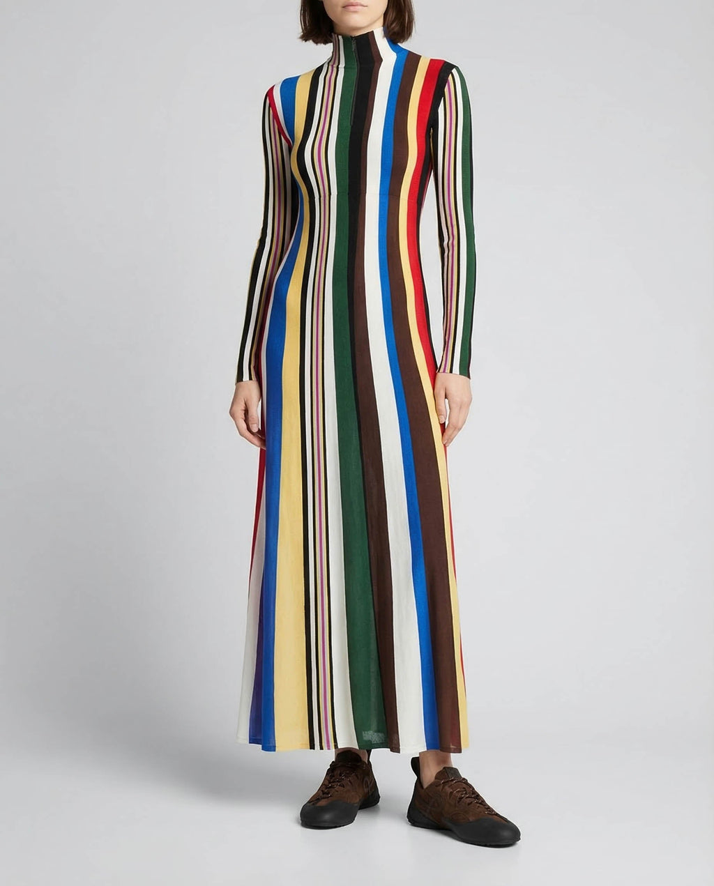 Stretch viscose-blend long dress