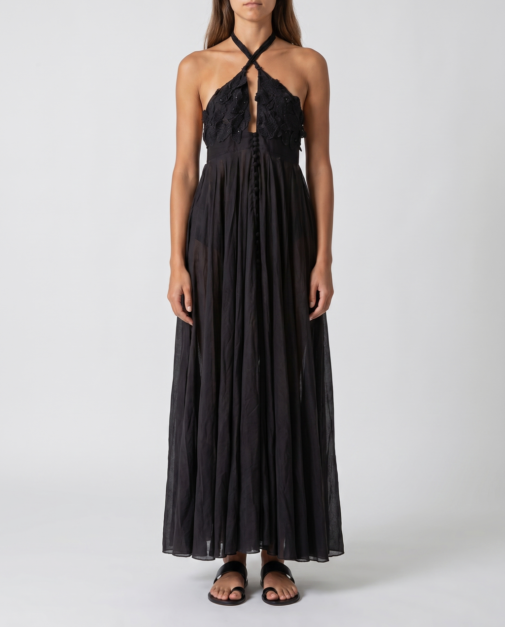 backless embroidered long dress