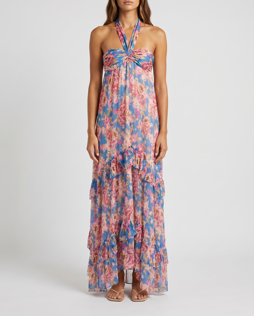 Flowing off-shoulder long dress