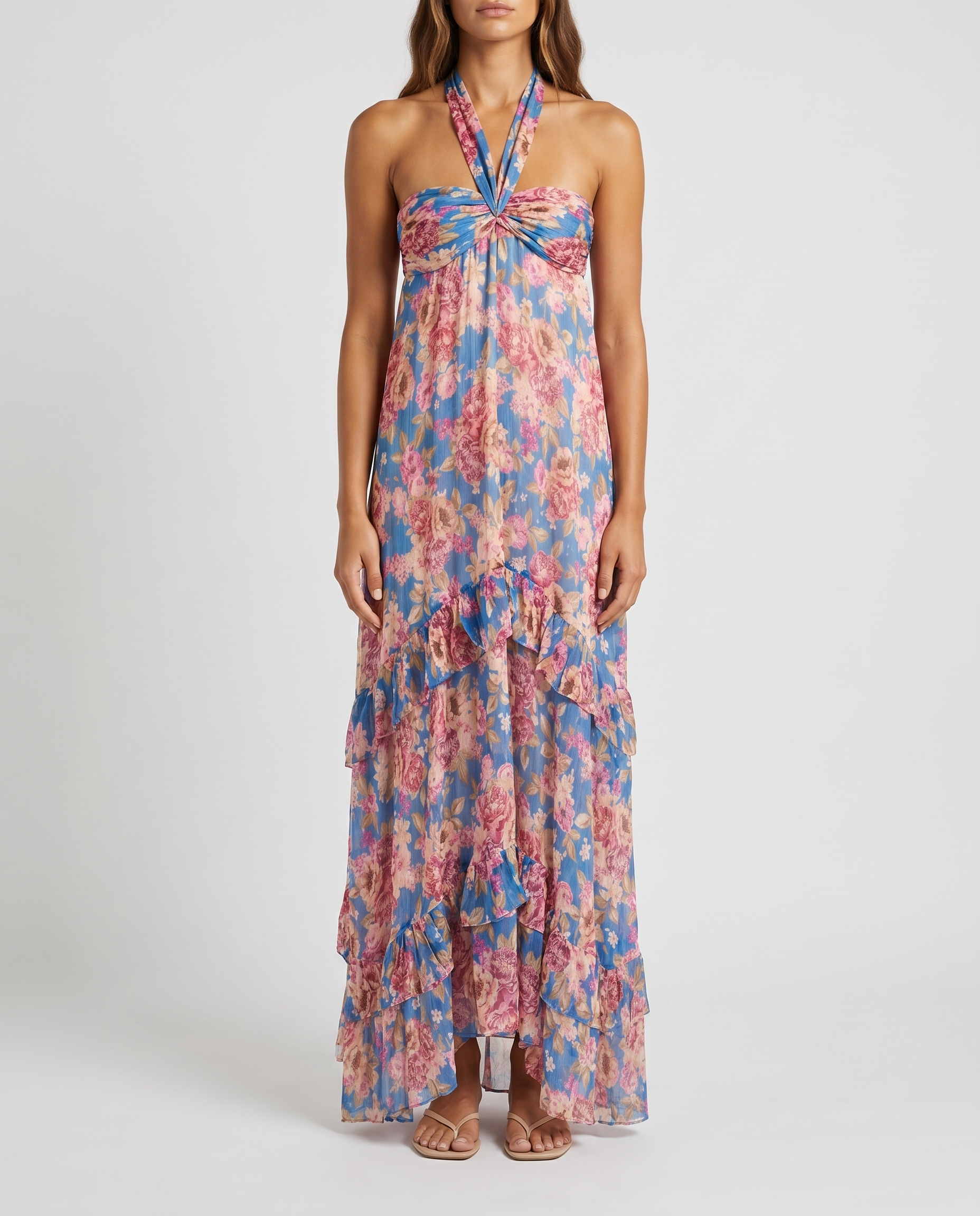 Flowing off-shoulder long dress