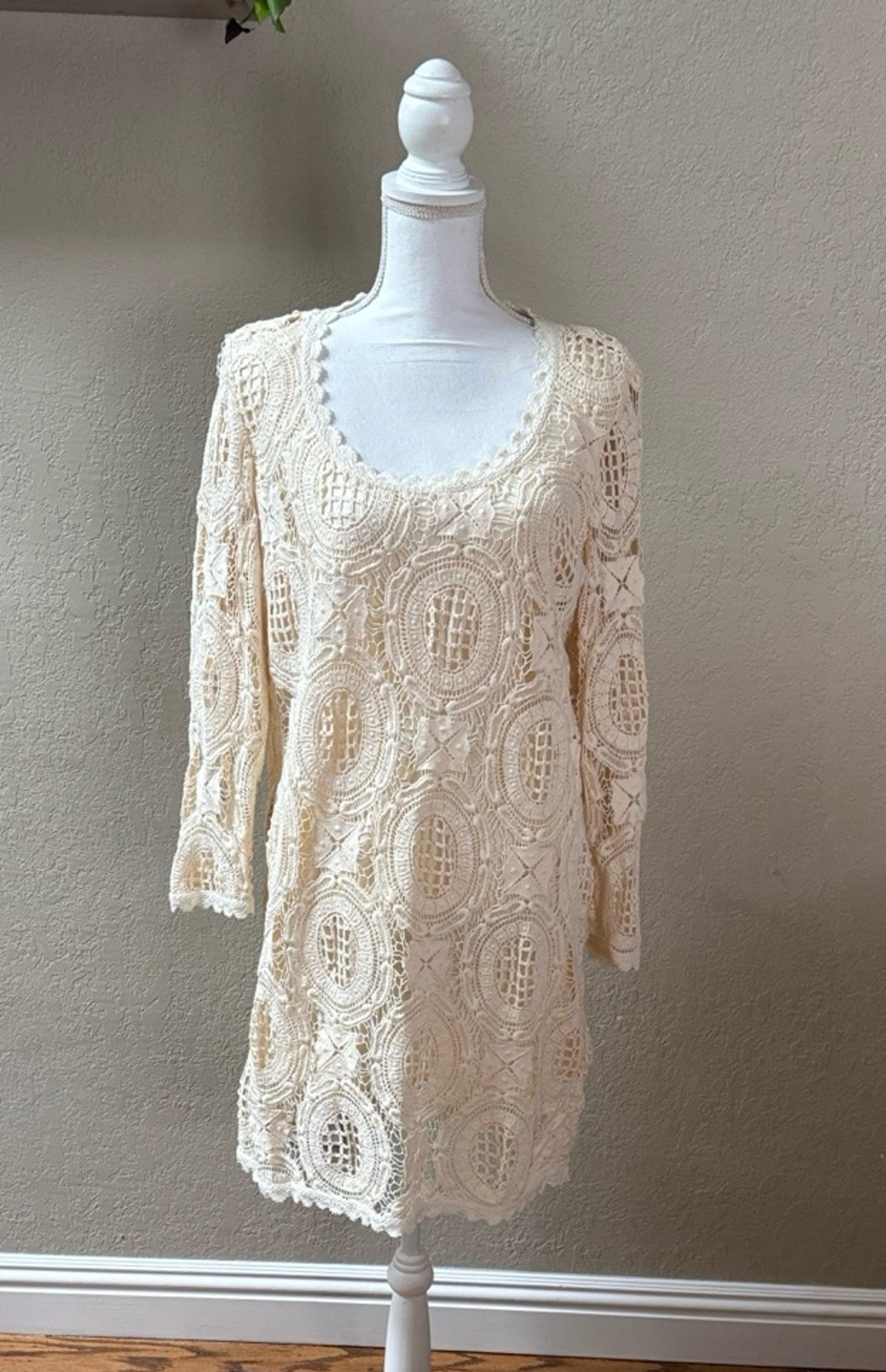French Connection Cream Lace Crochet Dress