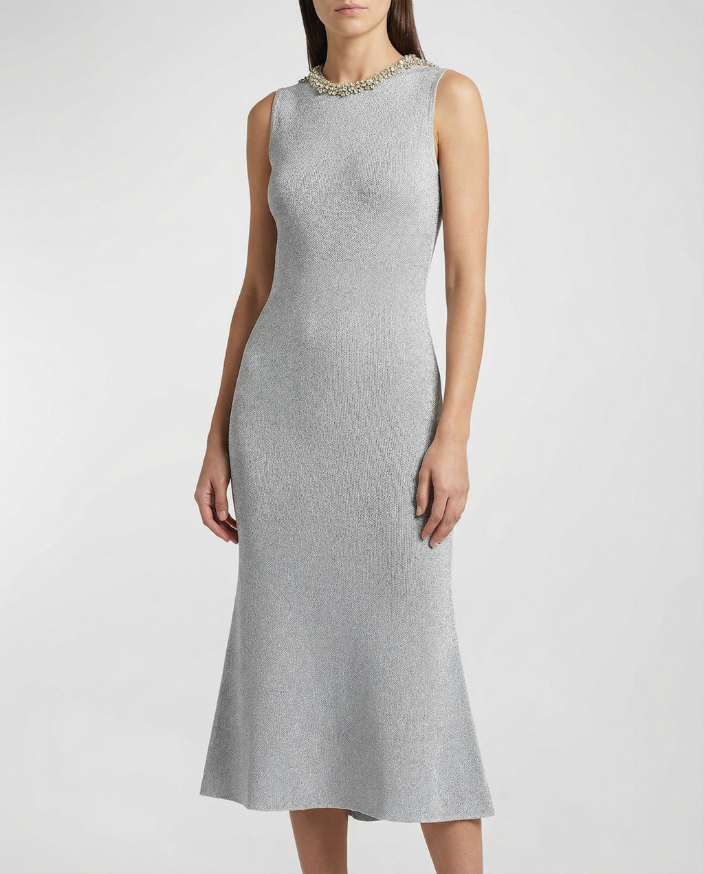 Mcqueen Chain-mail embroidery midi dress