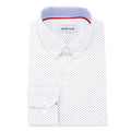 white pattern dress shirt folded on a white background | Slim Fit White Dress Shirt with Pattern | Shop Collared Button Down