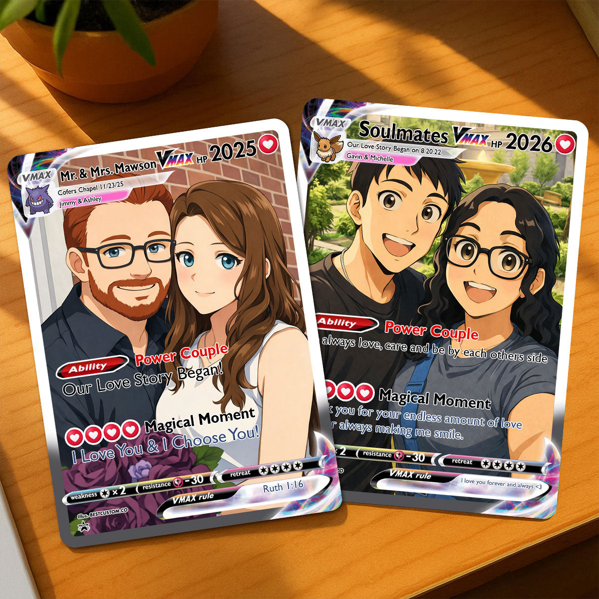 Personalized PKM Anniversary Card, Custom Photo Anime Wedding Card, Anniversary Gift, Gift for Him, Gift for Her, Custom Card for Couple
