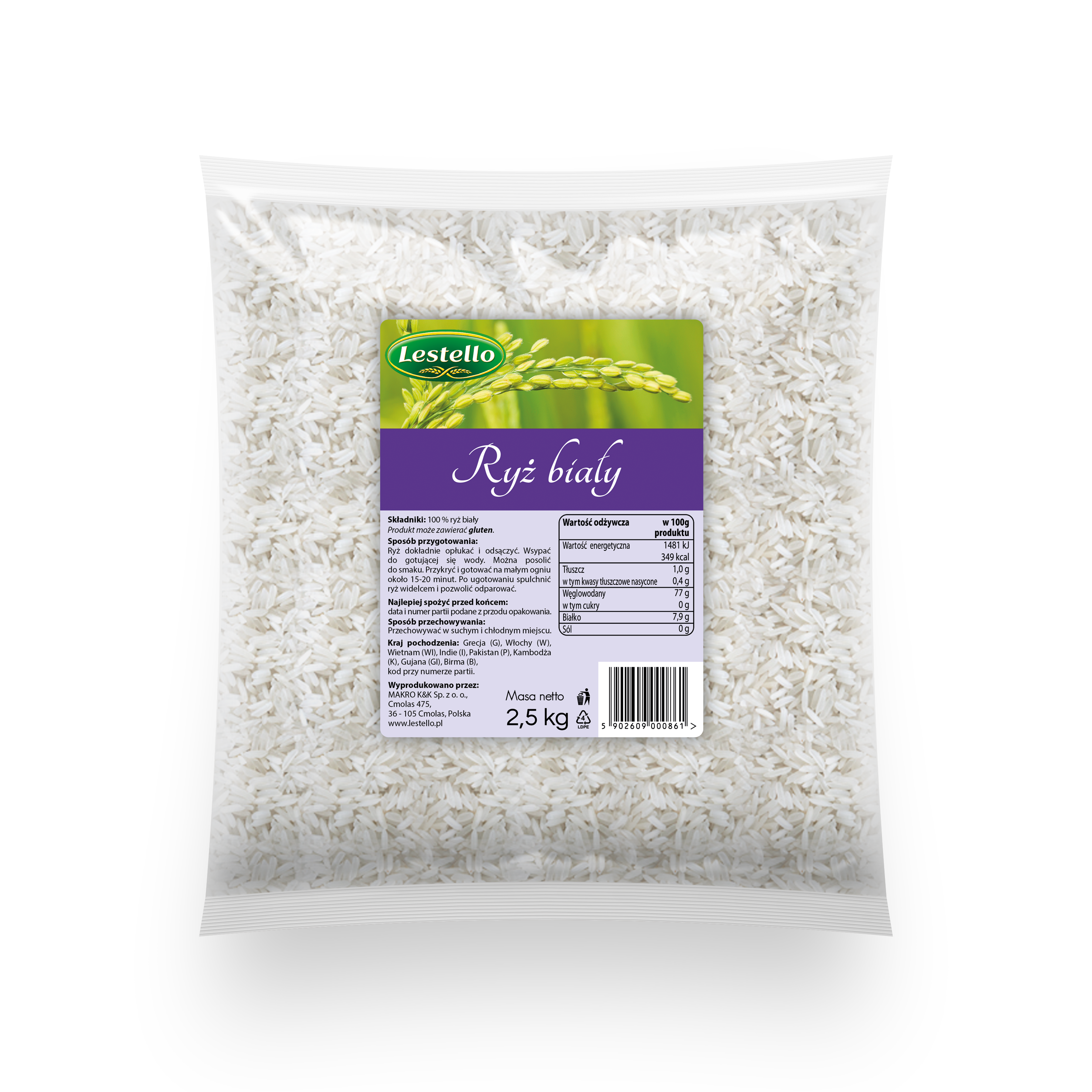 Lestello Ryż biały długi 2,5kg