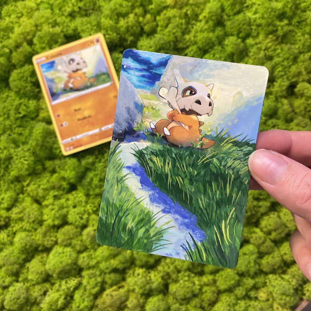 My first few attempts at painting Pokemon Cards. I hope for more progress  in the future 🤞 : r/pokemon